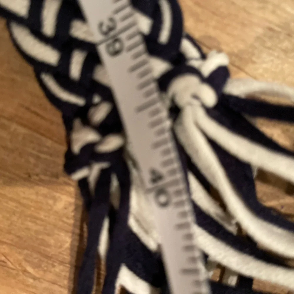 Blue & White Braided Fringe Gold Hardware Buckle belt Western Boho Casual OS - Picture 5 of 6